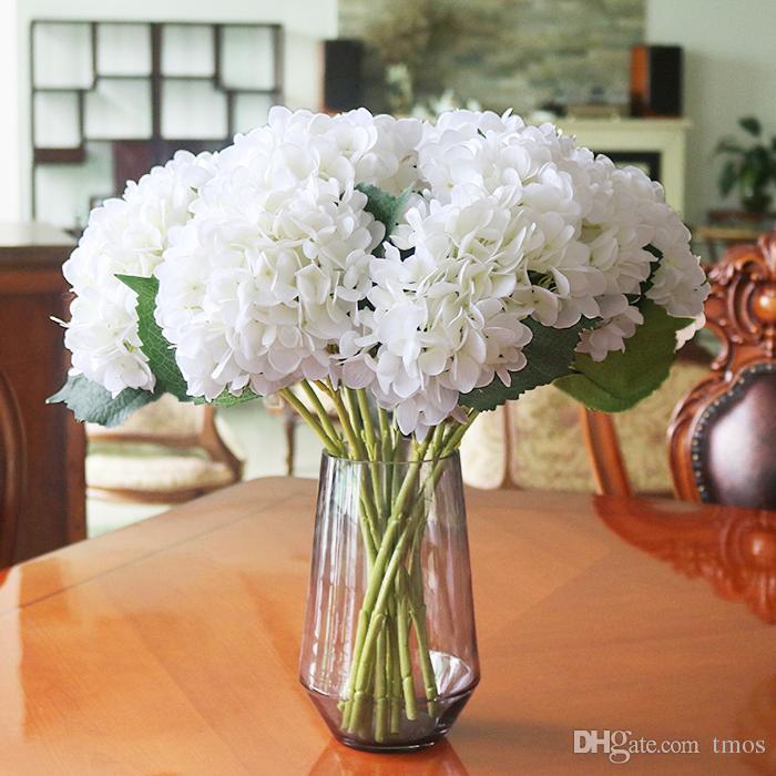 DHL TNT free Artificial Silk Hydrangea Big Flower 7.5" Fake White Wedding Flower Bouquet for Table Centerpieces Decorations 15colors
