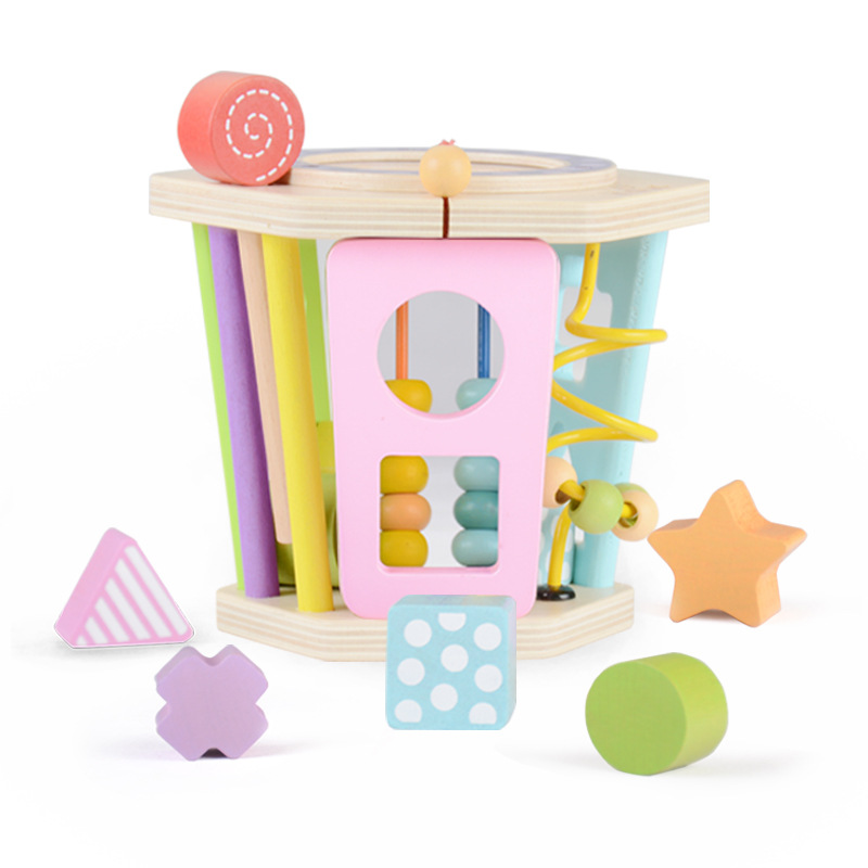 Kids Baby Colorful Wooden Blocks Six-sized Shape Learning Toy Educational Toy Gift