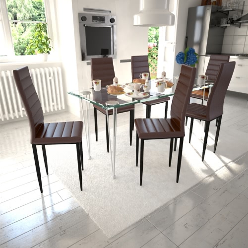 September 6 table chairs thin brown line with 1 glass table