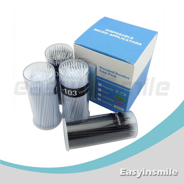 Wholesale-Free shipping easyinsmile 400 Pcs Dental Disposable Micro Applicator Brush Bendable Cylinder Black and white Dia.1.2 MM