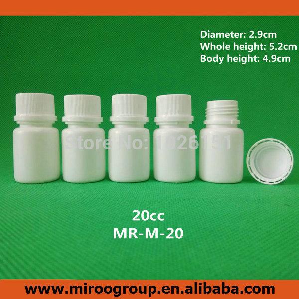 Free Shipping 100+2pcs 20ml 20g 20cc White Plastic Medicine Pill Bottles, Medicine Container Pill Bottles with Tamper Proof Caps