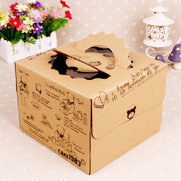 pretty bear kraft paper cake box with white inner base eco friendly west point dessert gift packaging box ck216