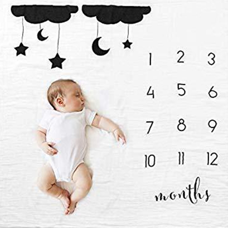 Cloud Print Monthly Baby Milestone Blanket Photography Background Prop