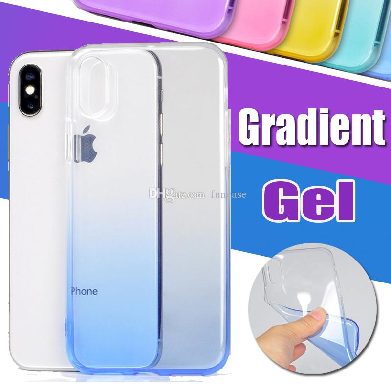 Colorful Gradient Color Slim Shockproof Transparent Clear With Dust Plug Soft TPU Silicone Cover Case For iPhone XS Max XR X 8 7 6 6S Plus