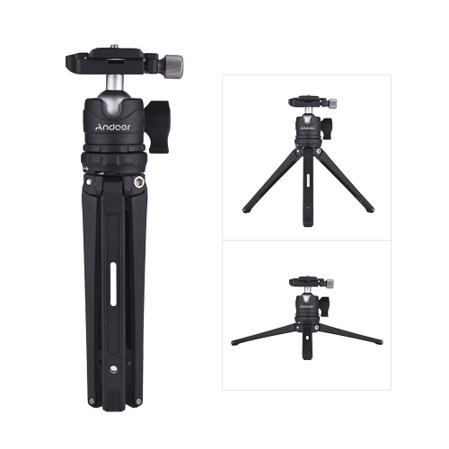 Andoer Table Desktop Mini Travel Tripod with Ball Head Quick Release Plate for Canon Nikon Sony DSLR for GoPro Hero 6/5/4/3+ for Yi Lite 4K for iPhone X 8 7 6s Plus Smartphone