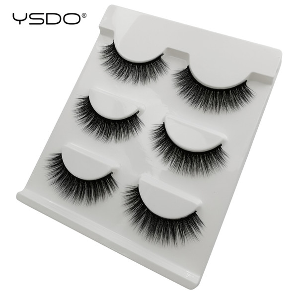 ysdo 3 pairs mink eyelashes natural long 3d mink lashes hand made false eyelashes full strip lashes makeup extension x25