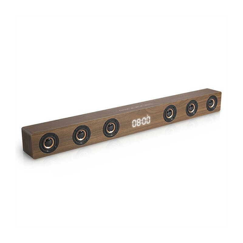 D80 6 Lautsprecher aus Holz Uhr Bluetooth-Subwoofer 3D-Stereolautsprecher Heimfernseher EchoWall Sound Heimkino für Fern