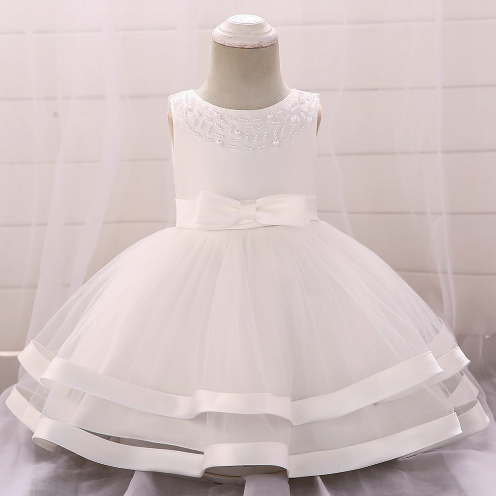 Baby / Toddler Sleeveless Pearl Decor Glitter Party Dress