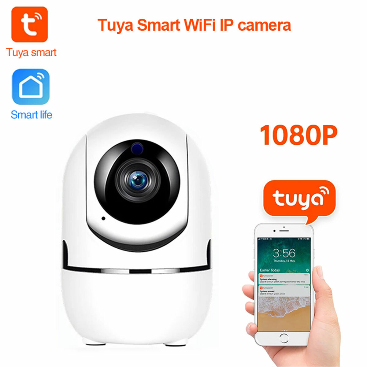 H10 Tuya HD 1080P WIFI IP-Kamera PT-Alarmerkennung 6-teilig IR LEDs Infrarot-Nachtsicht-Babyphone