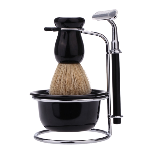 4 In 1 Men's Manual Razor Set Beard Razor Shaving Brush Bowl Stainess Steel Stand Holder 5 Blades Wet Shaving