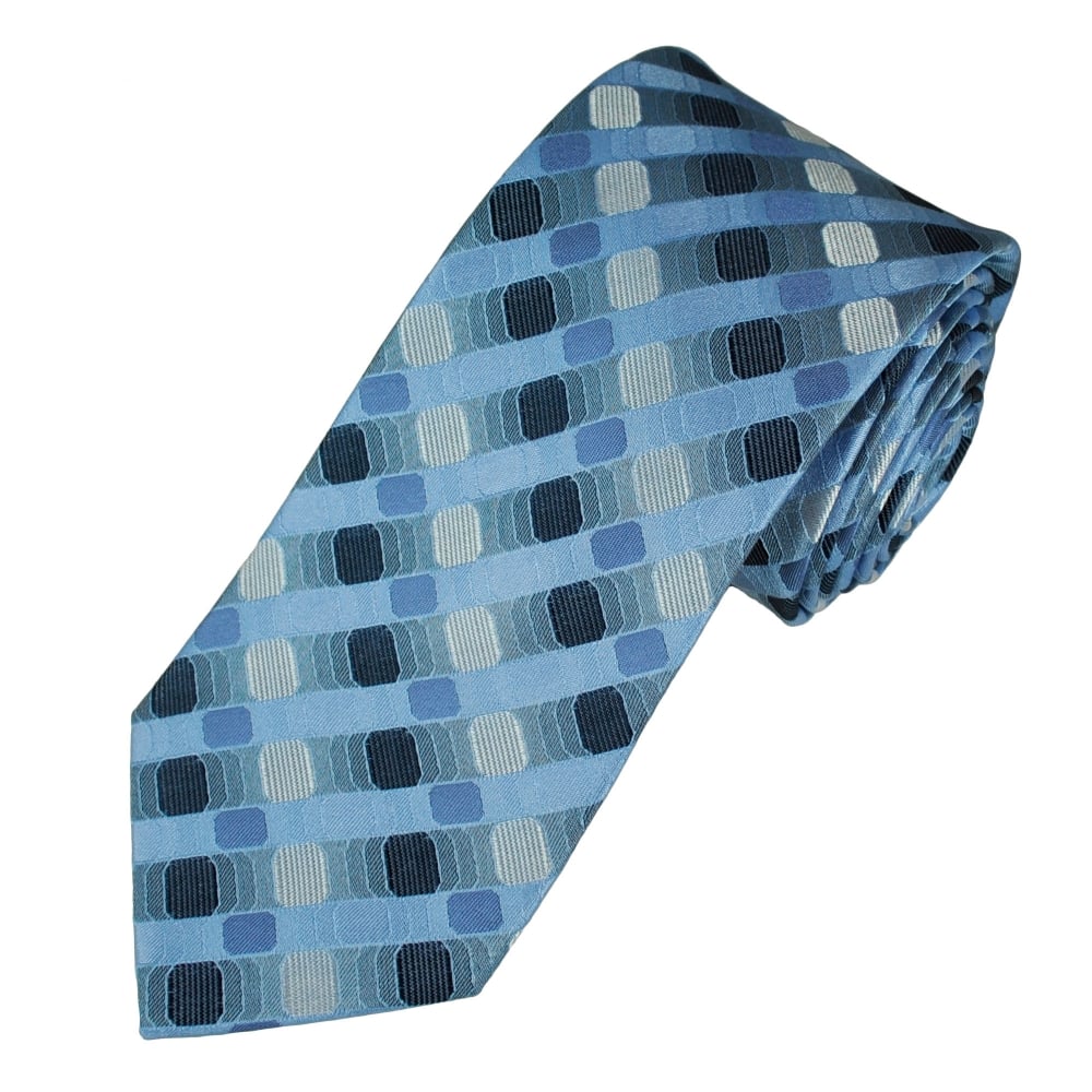 Tresanti Reale Shades Of Blue & Silver Patterned Silk Designer Tie