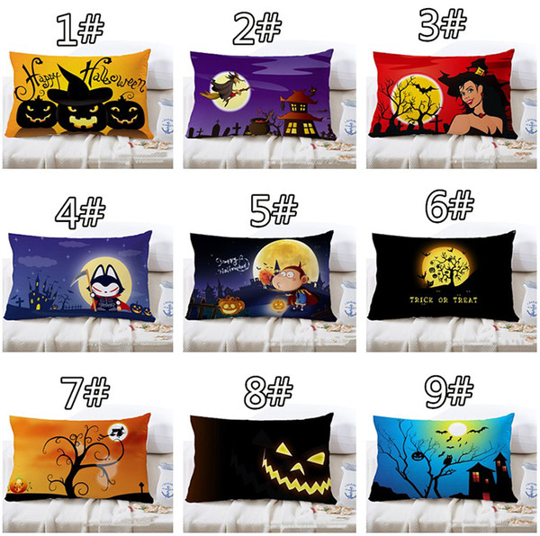 halloween spooky pattern linen cushion cover home office sofa car rectangle pillow case decorative cushion covers pillowcases without insert