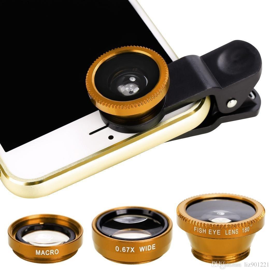 Three-in-one Super Wide-angle Mobile Phone Fisheye Lens General Clamp No Dark Angle 3in 1 Special Effect Photo Lens