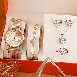 New Fashion Women Watches Bracelet Set Luxury Quartz Wrist Watches Ladies Elegant Heart Shape Jewelry For Valentine's Day Present Lightinthebox