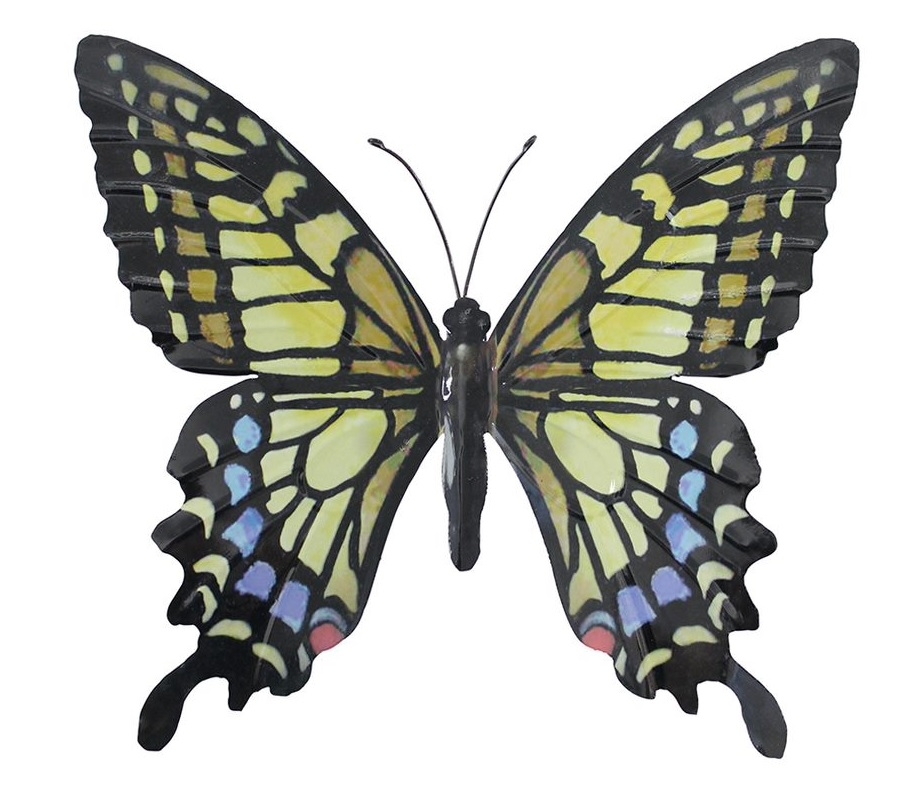 Large Metal Butterfly Yellow and Black Garden Ornament