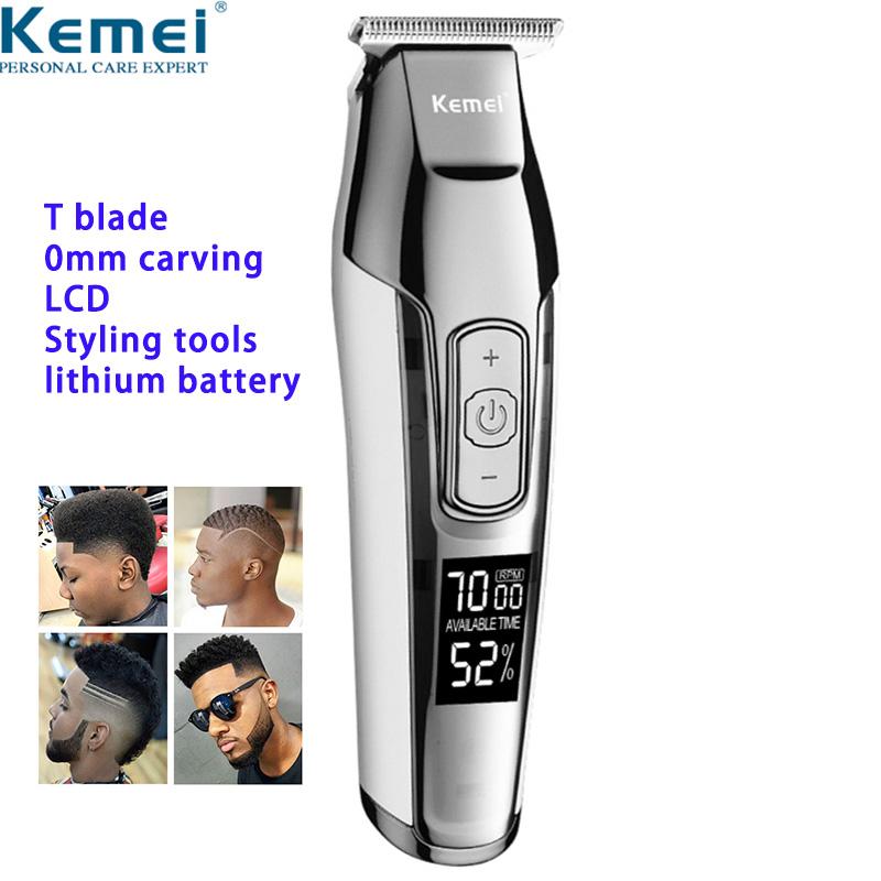 Kemei Barber Professional Hair Clipper LCD Display 0mm Baldheaded Beard Hair Trimmer for Men DIY Cutter Electric Haircut Machine