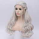 Cosplay Costume Wig Synthetic Wig Cosplay Wig Deep Wave Kardashian Deep Wave Wig Long Silver Synthetic Hair Women's White