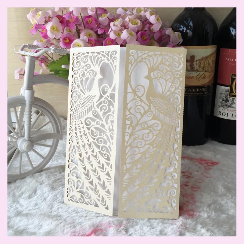 25pcs hollow phoenix Design wedding invitation laser Luxury Wedding Invitations Card Elegant Lace Favor party supplies