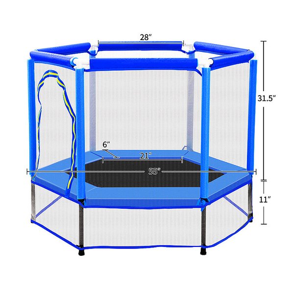 Toddlers beds Trampoline with Safety Enclosure Net and Balls Indoor Outdoor Mini Trampoline for Kids