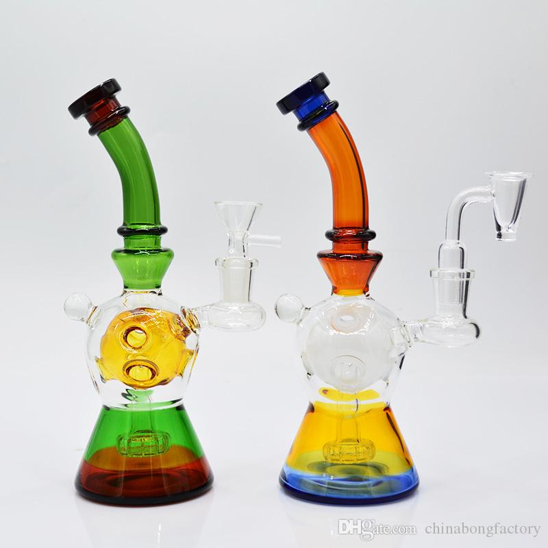 8 Inch NEW fab egg glass bongs colorful heady glass dab rigs showhead perc recycler oil rig high end glass water pipe bubbler