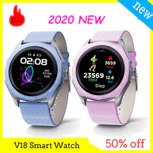 V18 Global Smart Watch Women Heart rate blood pressure measurement Full Round Touch Screen Lady Smartwatch Bracelet with charger