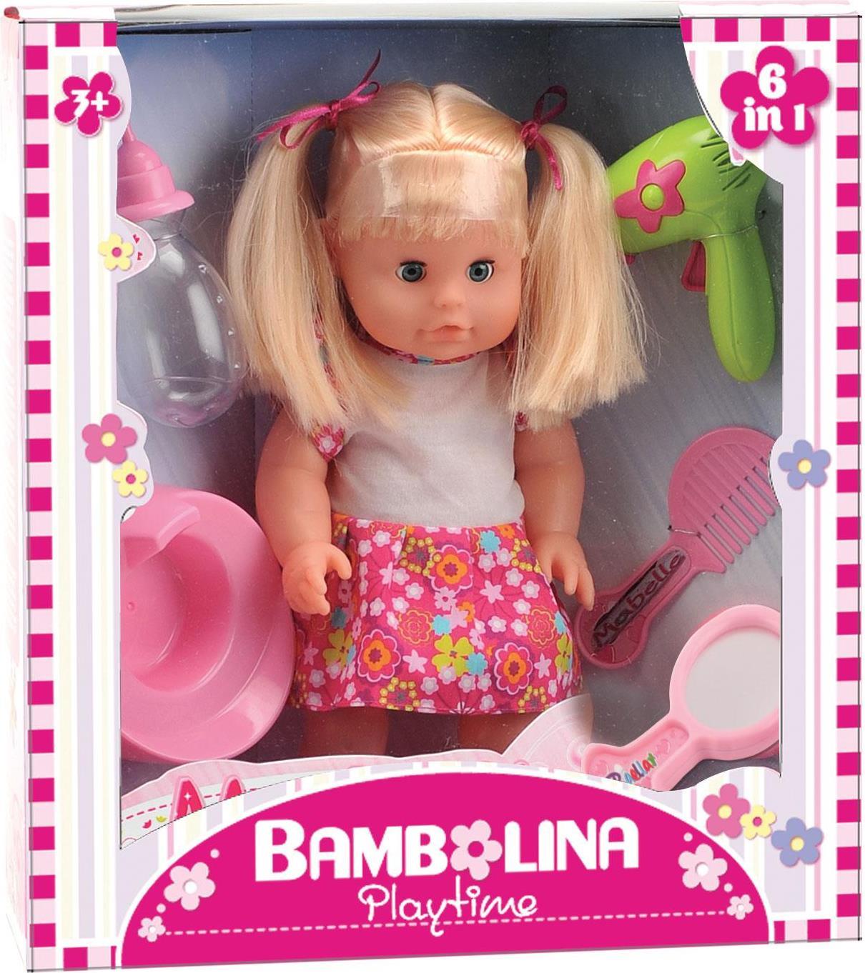BAMBOLINA Puppe mit Zubehör (30 cm) 6in1, 1403