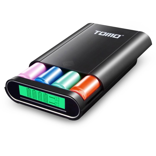 Cargador de batería TOMO M4 Cargador de batería externa de 4 * 18650 Power Bank con pantalla LCD inteligente para iPhone X Samsung S8 Note 8