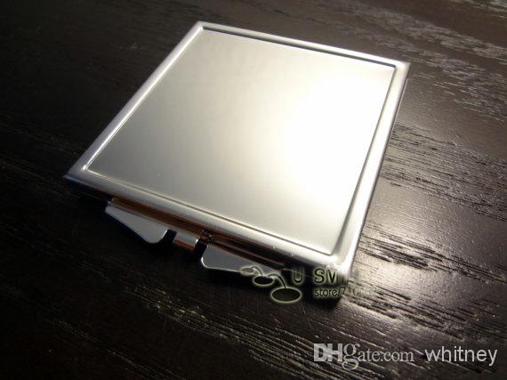 Metal Square Compact Mirror Blank Makeup Mirror with Bezel Silver Free Shipping#M060F