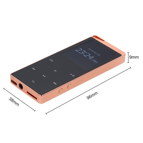 Reproductor de MP3 de 8 GB Reproductor de música digital portátil ultrafino Ranura para tarjeta TF Botón táctil Soporte de radio FM Función BT con auriculares de 3.5 mm Carcasa de metal de lujo Batería recargable