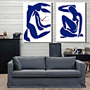 azul moderno reloj de pared de estilo floral en lona 2pcs