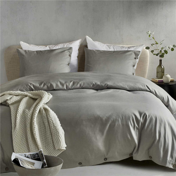 lychee solid beddig set with button stitching duvet cover set 2-3pcs home bed linings family bed sets