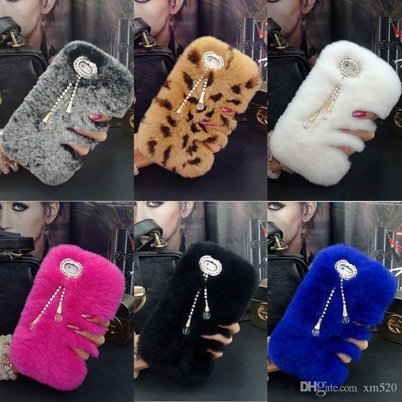 Winter Bling Soft Back For iphone 8 7 6 5for Samsung galaxy S8 7 6 5 Note 87543Hot Luxury Real Rabbit Fur Furry Warm Phone Case Cover