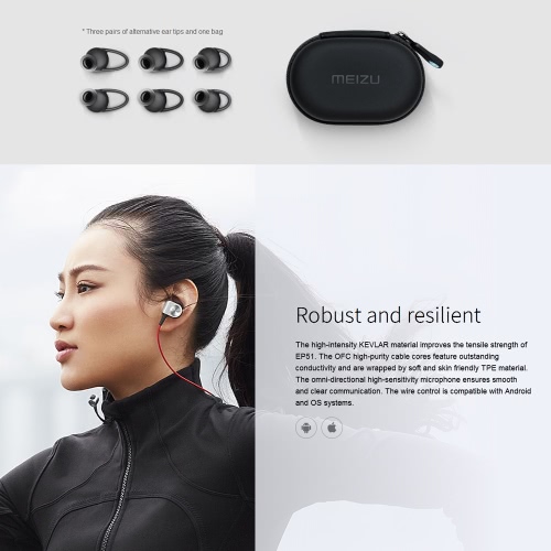 MEIZU EP51 Sports BT Earphones BT4.0+EDR HiFi Micro-speakers Magnetic Design Stereo Music with Mic Sweatproof Headset for Android iOS Smartphones