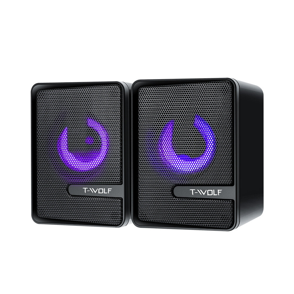 T-WOLF S3 RGB-Gaming-Lautsprecher Kabelgebundener Dual-Computer Colorful LED Beleuchtung Lautsprecher Stereo-Bass-Satell