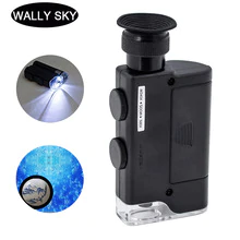 Mini Handheld Microscope 200X-240X Portable Microscope with LED Light UV Lamp Loupe Zoom Magnifier Wide Angle Jewelry Microscope