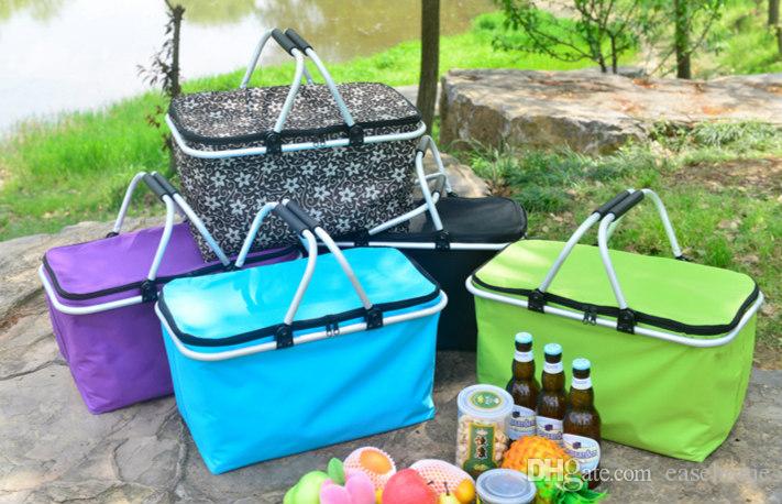 Collapsible picnic basket folding picnic cooler in 5 colors insulated cooler picnic bag for outdoor camping hiking
