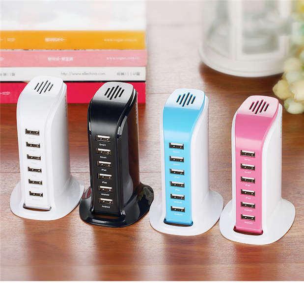 Smart Android phone Power Tower 8A 6 port USB charger multi usb charger travel US EU UK AU Plug power for IPAD Iphone tablet PC 10pcs/lot