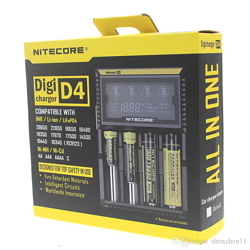 Nitecore D4 Digicharger LCD Display Battery Charger Universal Nitecore Charger intelligent 4 in 1 smart charger VS nitecore I4 dhl FJ139