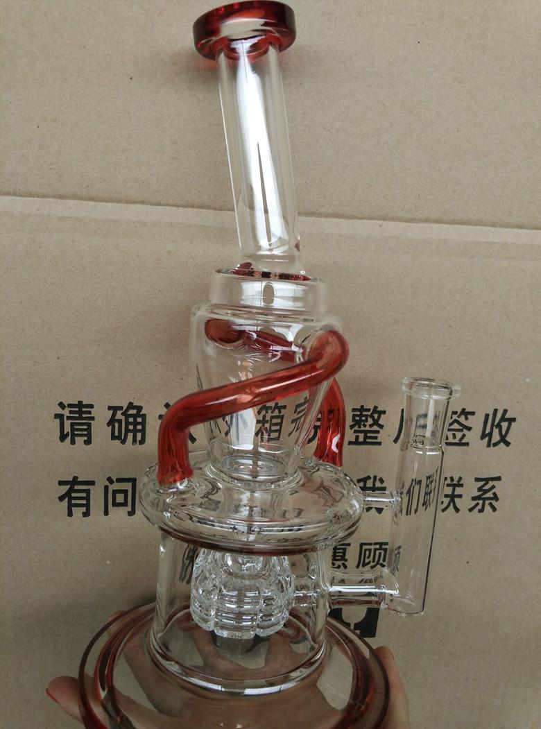red accent Wake & Bake New Bongs Glass oil rigs incycler water pipes with matrix stereo perc with female joint