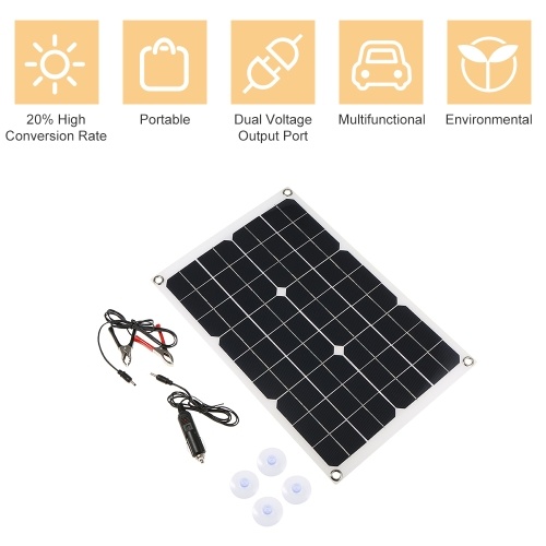 Dual Output Solar Power Energy Charging Panel With Car Charger