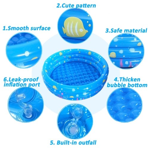 Inflatable Baby Kiddie Pool 3 Rings Circle Portable Baby Float Lounge Pool For Home Use & Outdoors Random Color 80