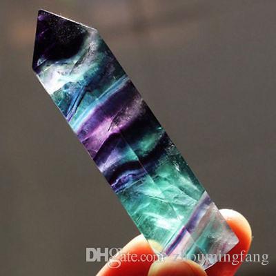 Natural fluorite quartz stone point tube healing six corner rod new hot sale