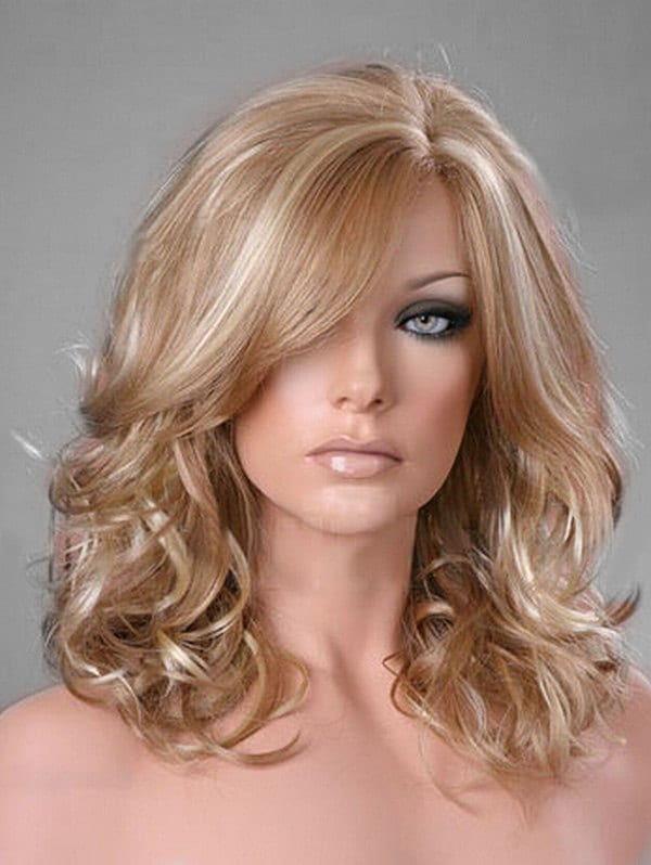 Side Part Curly Long Synthetic Wig