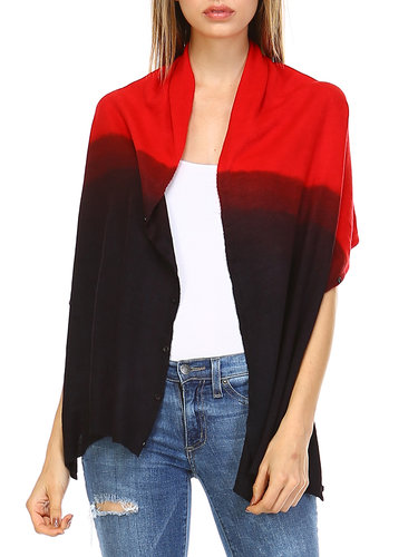Black Functional Button Gradient Sleeveless H-line Poncho