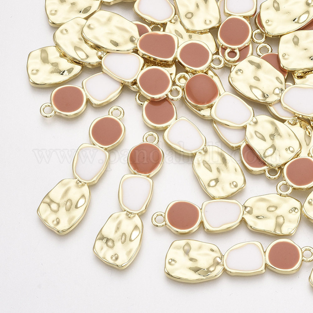 Alloy Pendants, with Enamel, Light Gold, Colorful, 38x11x2.5mm, Hole: 1.8mm