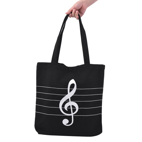 Washable Canvas Handbag Music Tote Shoulder Grocery Shopping Bag