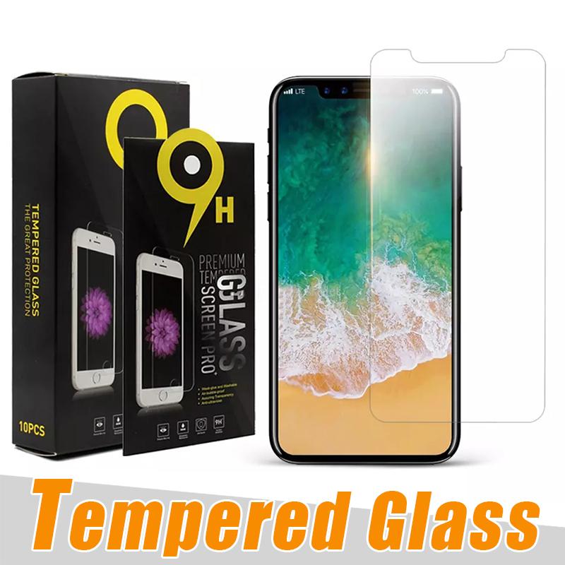 High Quality Premium Tempered Glass Screen Protector for iphone xs xr xs max Clear Screen Protectors for samsung LG 9H Hardness glass
