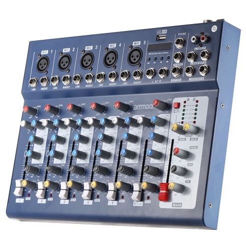ammoon F7-USB 7-Channel Digital Mic Line Audio Sound Mixer Mixing Console  for Recording DJ Stage Karaoke Music Appreciation