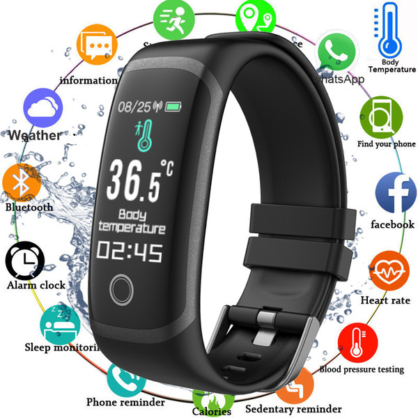 2020 Body Temperature Smart Fitness Bracelet Sport Smart Band Watch Ip67 Waterproof Pedometer Fitness Tracker Blood Pressure