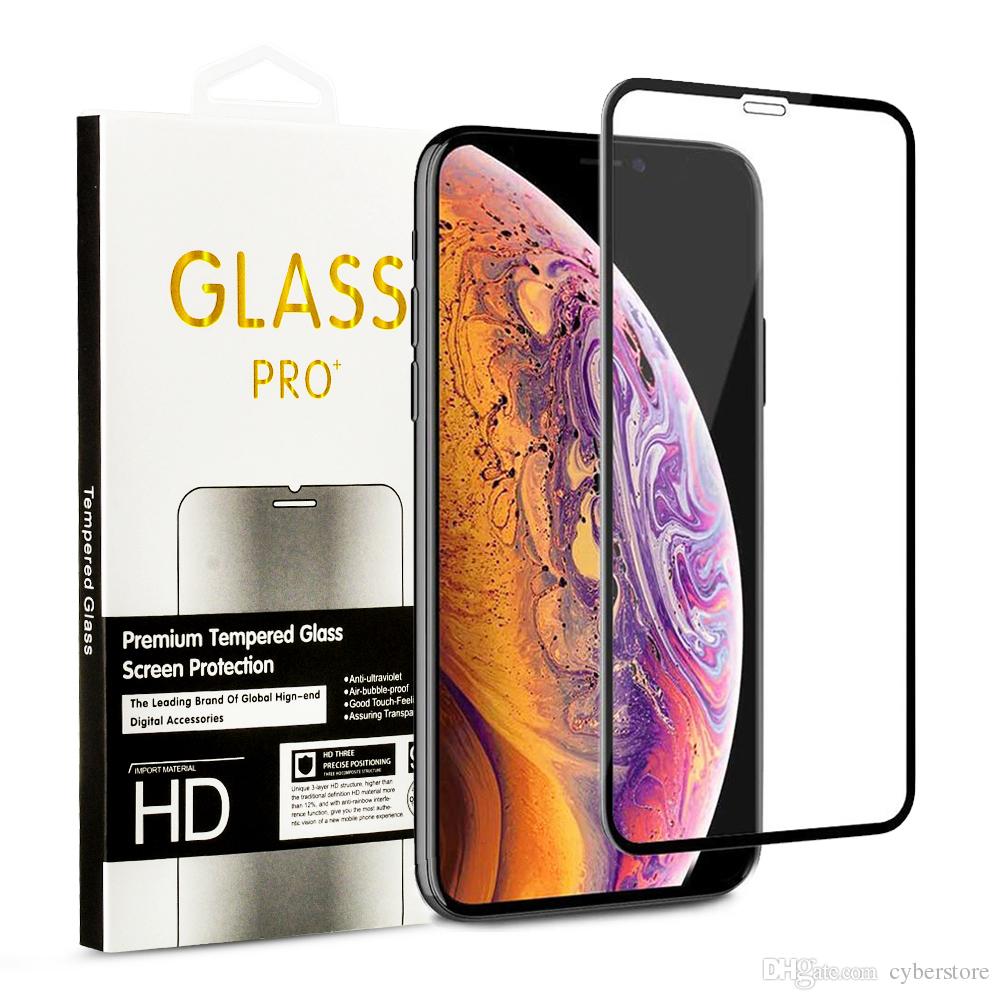 For iPhone XS MAX XR X 7 8 Plus 6S 5D Clear Curved Tempered Glass Screen Protector Protective Film With Retail Package